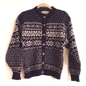 Vintage Nordic-style wool cardigan
